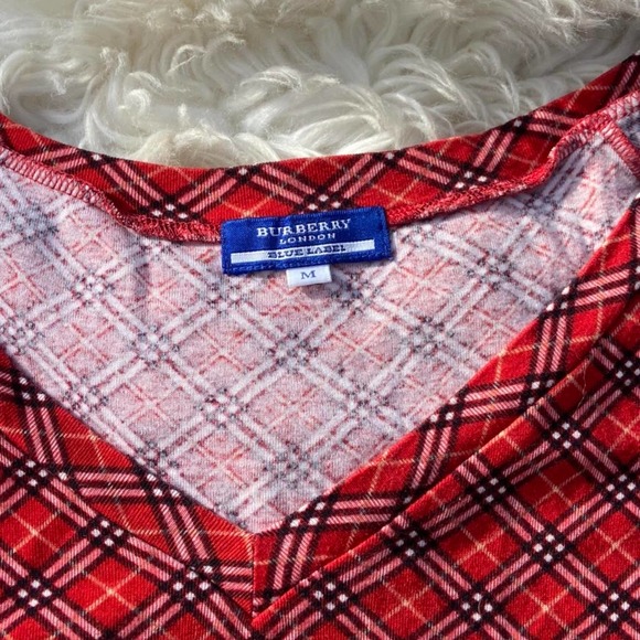 Rare Red Burberry Nova Check Top Size Small - Picture 2 of 4